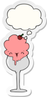 cute cartoon ice cream desert and thought bubble as a printed sticker png