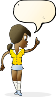 cartoon girl with idea with speech bubble png