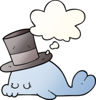 cute cartoon dolphin and thought bubble in smooth gradient style png