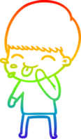 regenbooggradiënt lijntekening happy cartoon boy png