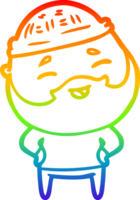 dibujo de línea de gradiente de arco iris hombre barbudo feliz de dibujos animados png