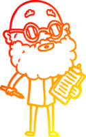 caldo gradiente disegno cartone animato uomo curioso con barba e occhiali da sole png