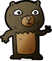 cartoon waving black bear cub png