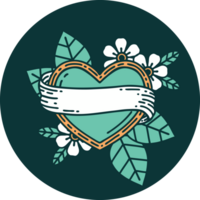 ícone de estilo de tatuagem de um coração e banner png