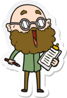 sticker van een cartoon vrolijke man met baard png