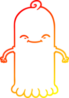 ligne de gradient chaud dessinant un fantôme de dessin animé png