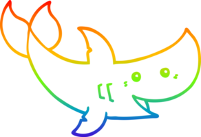rainbow gradient line drawing cartoon shark png