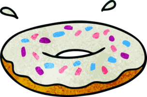 textured cartoon doodle of an iced ring donut png