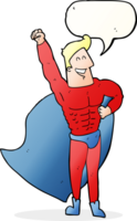 Cartoon-Superheld mit Sprechblase png