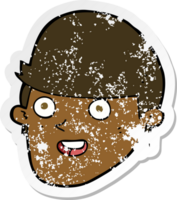 retro distressed sticker of a cartoon man with big chin png