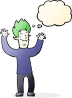 cartoon happy vampire man with thought bubble png