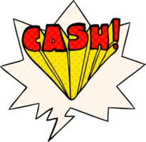 cartoon word cash and speech bubble in comic book style png