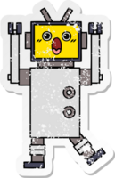 distressed sticker of a cute cartoon robot png