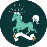 icon of tattoo style prancing stallion png