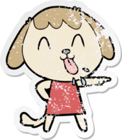 distressed sticker of a cute cartoon dog png