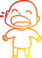 warm gradient line drawing cartoon shouting bald man png