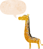 cartoon giraffe and speech bubble in retro textured style png