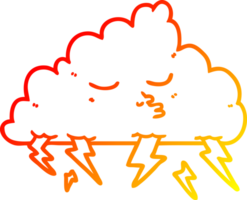 warm gradient line drawing cartoon storm cloud png