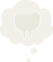 dent de dessin animé et bulle de pensée dans un style rétro png