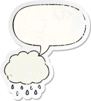 cartoon rain cloud and speech bubble distressed sticker png