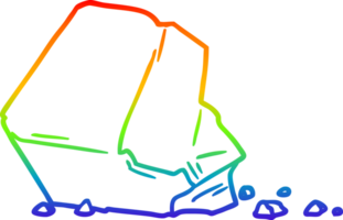 rainbow gradient line drawing cartoon large rock png