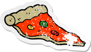 distressed sticker of a cartoon pizza png