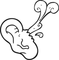 noir et blanc dessin animé coupé oreille png