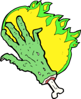 mano de zombie llameante bruto de dibujos animados png