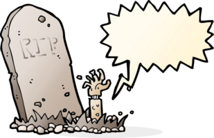 cartoon zombie rising from grave with speech bubble png