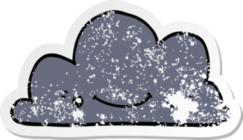 verontruste sticker van een schattige cartoonwolk png