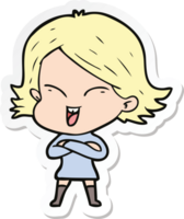 sticker of a happy cartoon girl png