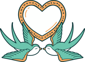 tattoo style icon of a swallows and a heart png