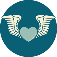 ícone de estilo de tatuagem de um coração com asas png