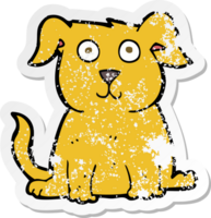 retro distressed sticker of a cartoon happy dog png