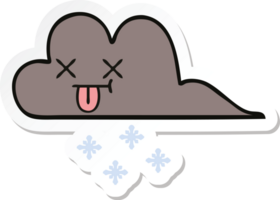 sticker of a cute cartoon storm snow cloud png