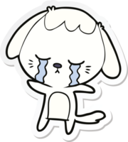 sticker of a cartoon crying dog png