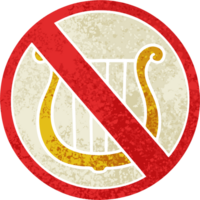 retro illustration style cartoon no music allowed sign png