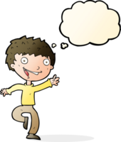 cartoon excited boy with thought bubble png