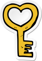 sticker of a cartoon heart shaped key png