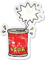 cartoon soda can and speech bubble distressed sticker png