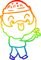 dibujo de línea de gradiente de arco iris hombre con barba sacando la lengua png