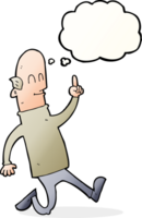 cartoon bald man with idea with thought bubble png