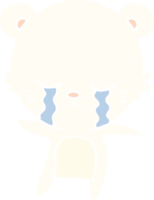 crying flat color style cartoon polarbear png