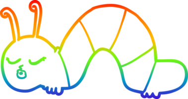 rainbow gradient line drawing cartoon caterpillar png