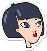 pegatina de un rostro femenino de dibujos animados png