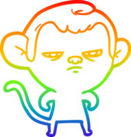 rainbow gradient line drawing cartoon monkey png