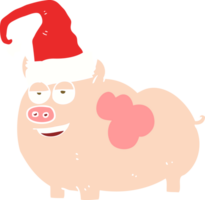 ilustração de cor lisa de um porco de natal de desenho animado png