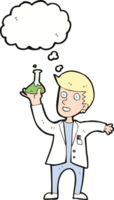 cartoon happy scientist with thought bubble png