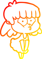 warm gradient line drawing cartoon whistling girl png