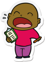 sticker of a cartoon shouting bald man png